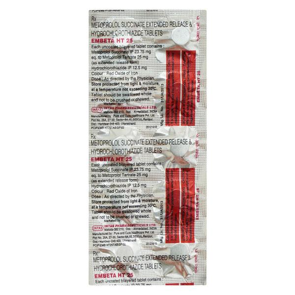 EMBETA HT 25mg Tablet 10's : Price, Uses, Side Effects | Netmeds