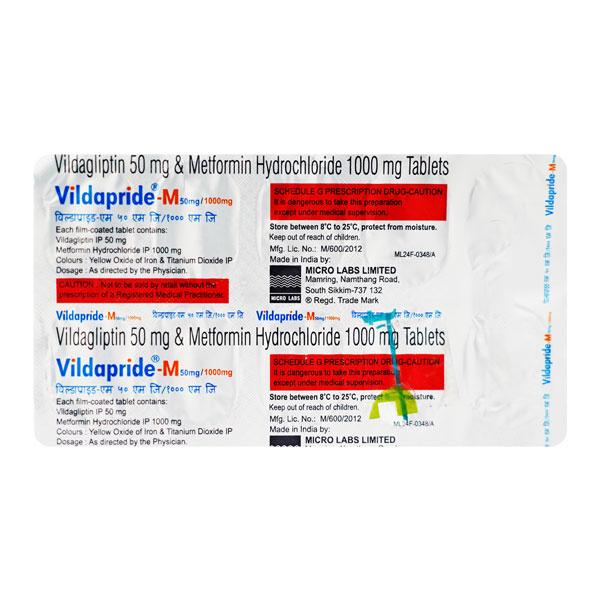 VILDAPRIDE M 50/1000mg Tablet 10's : Price, Uses, Side Effects | Netmeds