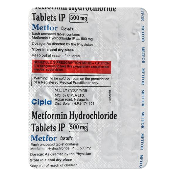 METFOR 500 Tablet 20's : Price, Uses, Side Effects | Netmeds