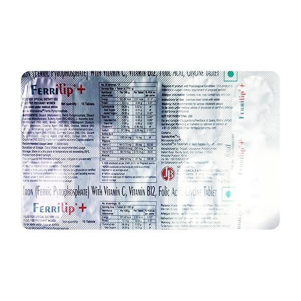 Ferrilip + Tablet 10's Price, Uses, Side effects | Netmeds
