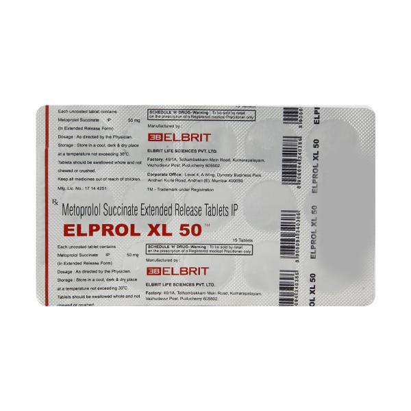 Elprol XL 50mg Tablet 15'S : Price, Uses, Side Effects | Netmeds
