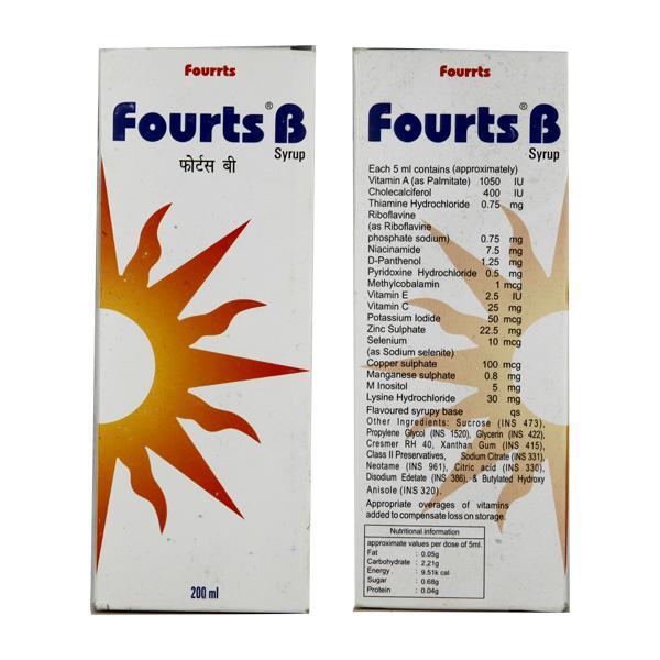 Fourts B Syrup 200ml Price, Uses, Side effects, Substitutes | Netmeds