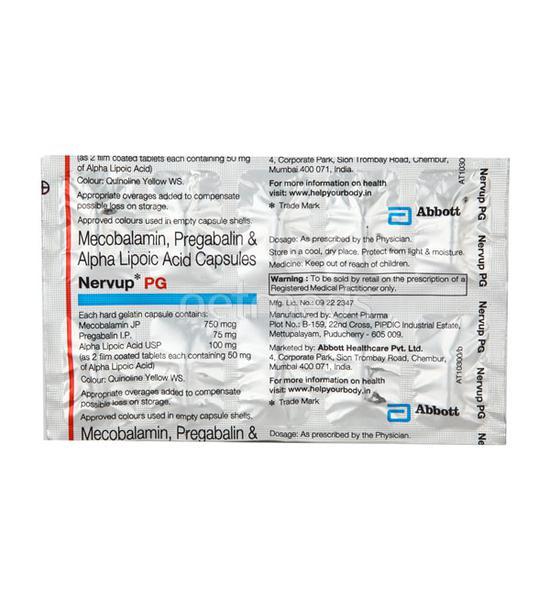 Nervup PG Capsule 10'S Price, Uses, Side effects, Substitutes | Netmeds