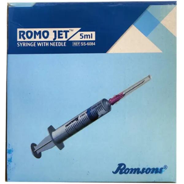 Romsons Romo Jet Syringe with Needle 5 ml (23G x 1.0 inch) - Reliable ...