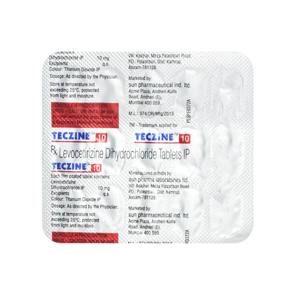 Teczine 10mg Tablet 15'S Price, Uses, Side effects, Substitutes | Netmeds
