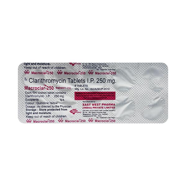Buy Macroclar 250mg Tablet 6'S Online up to 25% Off | Netmeds