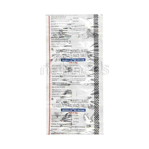 Moxclav BD Distab 228.5mg Tablet 10'S Price, Uses, Side effects ...