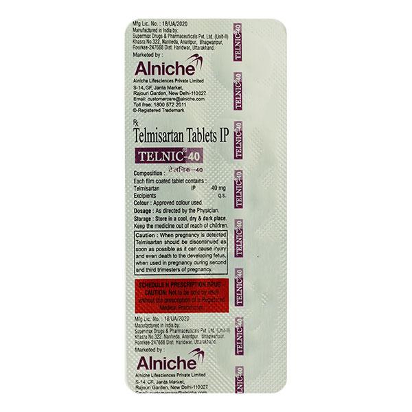 TELNIC 40 Tablet 10's : Price, Uses, Side Effects | Netmeds