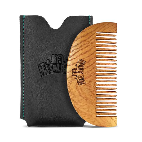 Buy Man Arden Pure Neem Wooden Beard Comb with Leather Pouch 1's Online ...