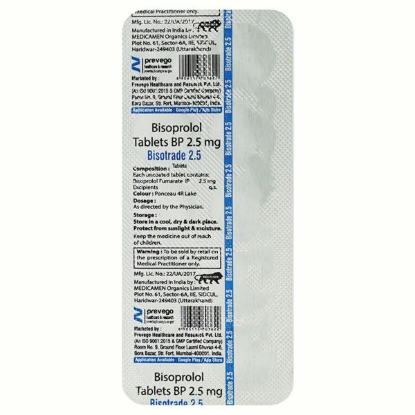 BISOTRADE 2.5 Tablet 10's : Price, Uses, Side Effects | Netmeds