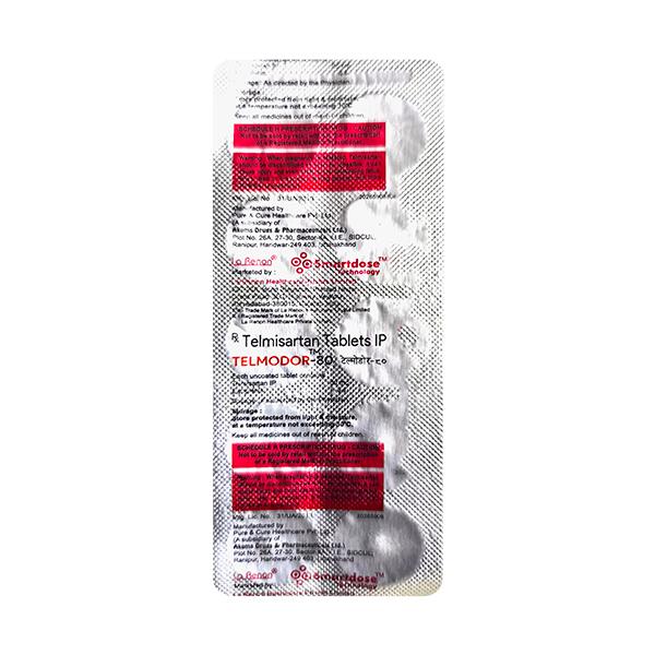 Telmodor 80 Tablet 10's Price, Uses, Side effects | Netmeds