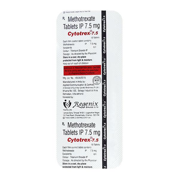 CYTOTREX 7.5 Tablet 10's Price, Uses, Side effects, Substitutes | Netmeds