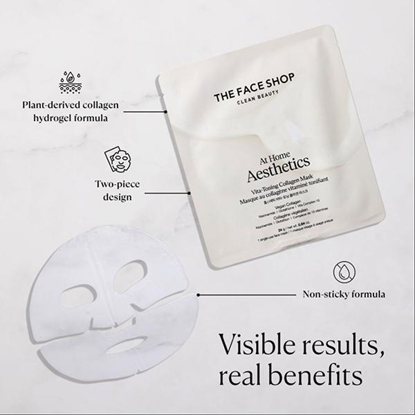 The Face Shop Vita-Toning Collagen Face Mask With Glutathione & Hyaluronic  Acid 24 ml