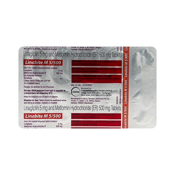 Linabite M 5/500 Tablet 10's Price, Uses, Side effects | Netmeds