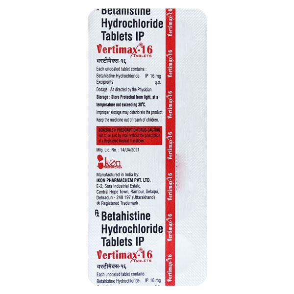 Buy VERTIMAX 16 Tablet 10's Online at Upto 25% OFF | Netmeds