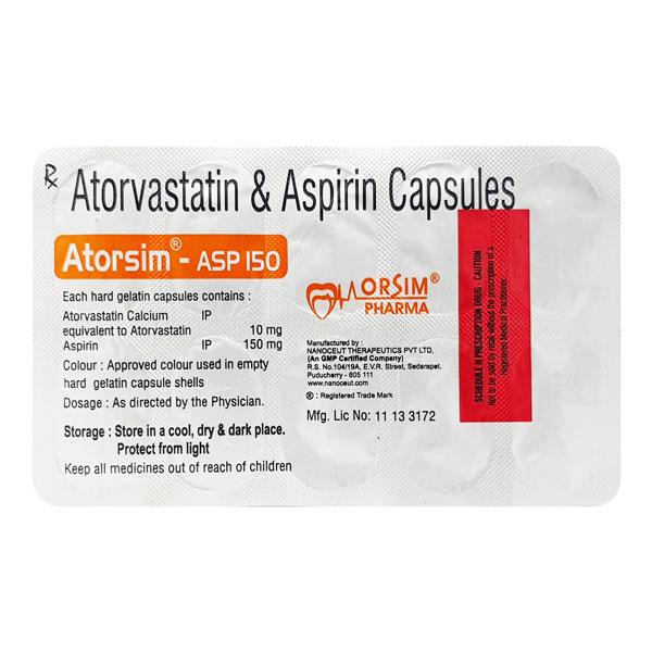ATORSIM ASP 150mg Capsule 10's Price, Uses, Side effects, Substitutes ...