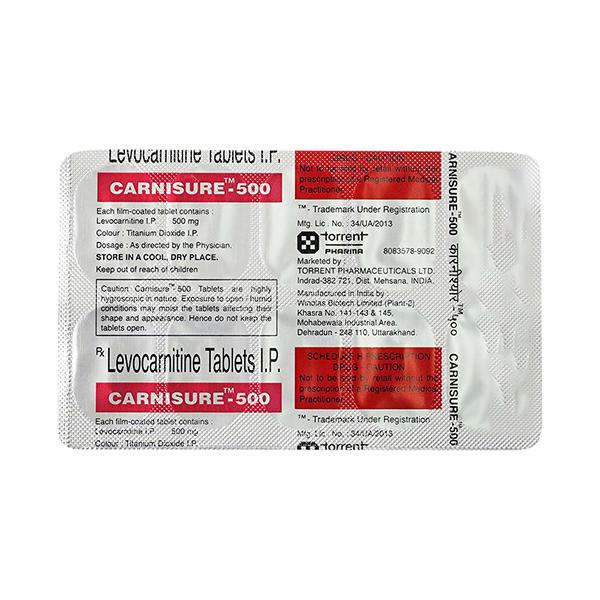 l carnitine carnisure 500 Buy Carnisure 500mg Tablet 10'S Online | Price, Uses & Side Effects