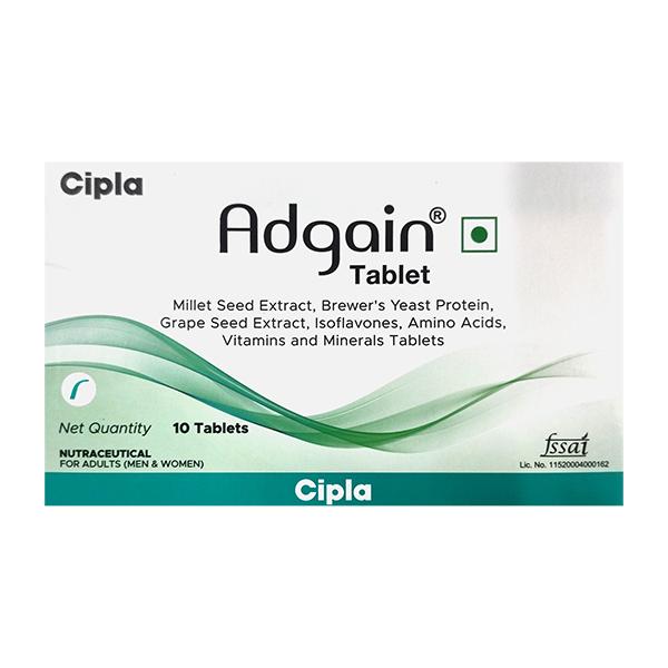 Adgain Nutraceutical For Adults Tablet 10's Price, Uses, Side effects ...