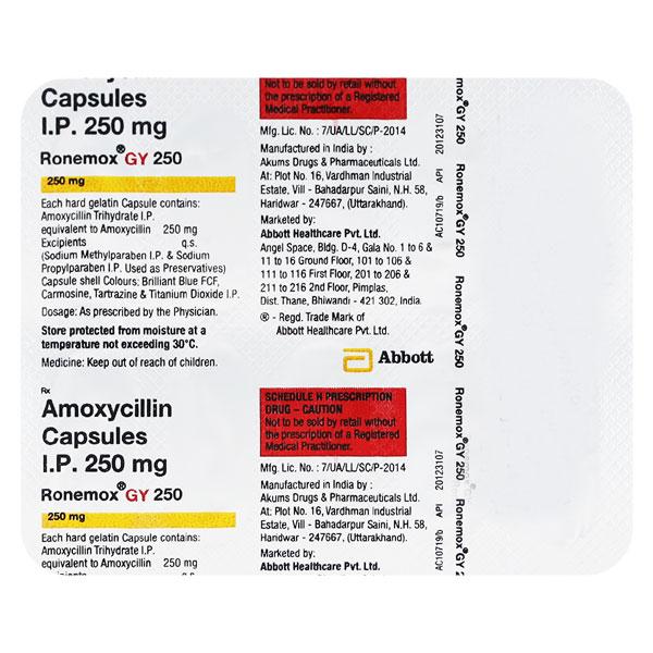 RONEMOX GY 250 Capsule 10's Price, Uses, Side effects, Substitutes ...