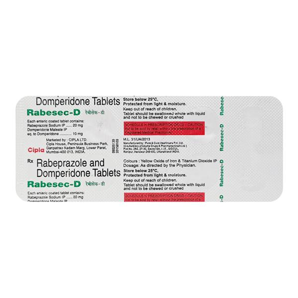 Rabesec D Tablet 10'S Price, Uses, Side effects, Substitutes | Netmeds