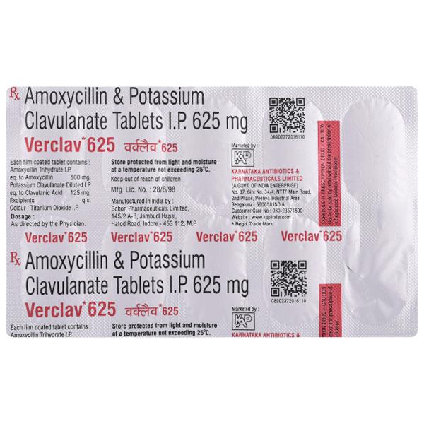 Verclav 625mg Tablet 10'S : Uses, Side Effects, Price | Netmeds