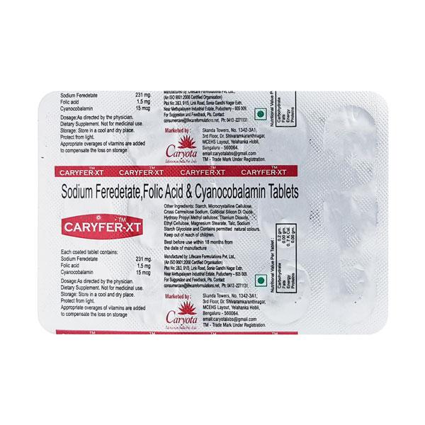 CARYFER XT Tablet 15's Price, Uses, Side effects, Substitutes | Netmeds