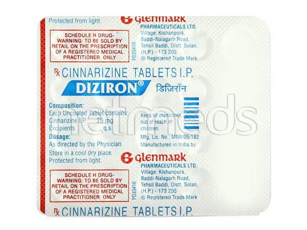 Diziron 25mg Tablet 20'S Price, Uses, Side effects, Substitutes | Netmeds