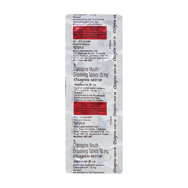 Ozapin MD 10mg Tablet 10'S Price, Uses, Side effects, Substitutes | Netmeds
