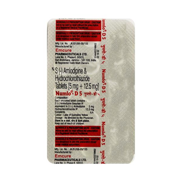 NUMLO D 5mg Tablet 15's : Price, Uses, Side Effects | Netmeds