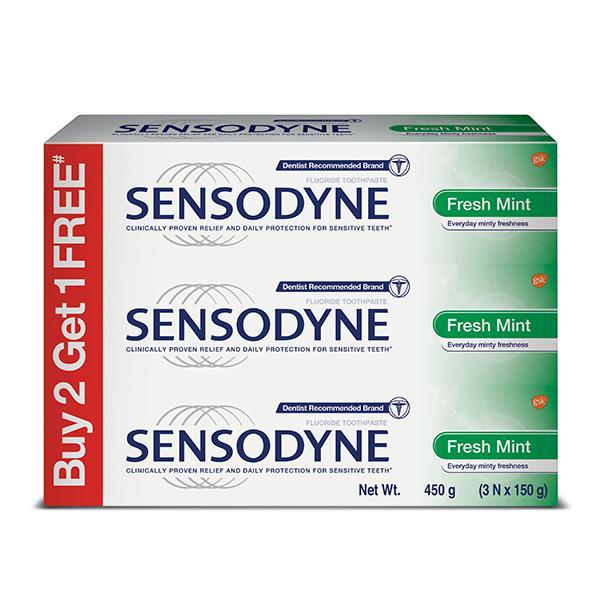 Sensodyne Sensitive (2 Get 1) Combi Pack Toothpaste - Fresh Mint 150 gm ...