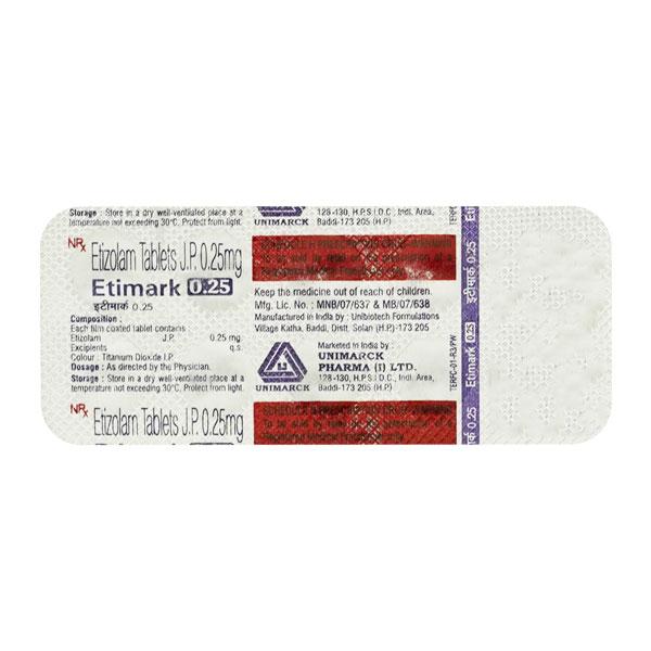 ETIMARK 0.25 Tablet 10's - Price, Uses, Side Effects, and Substitutes ...