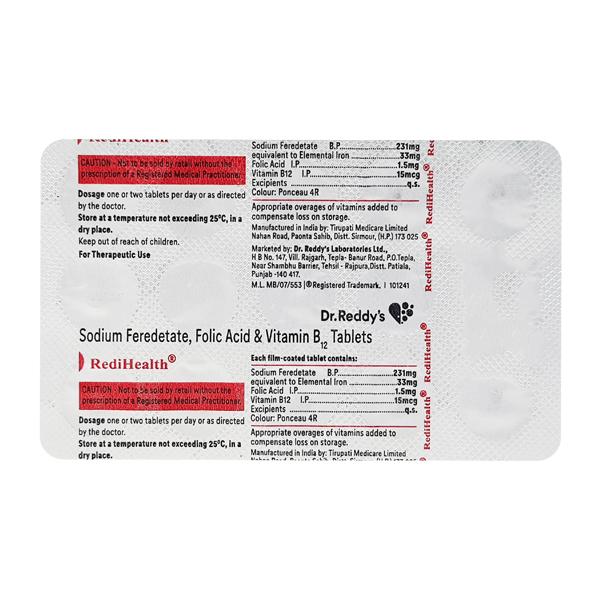 Redihealth Tablet 15'S : Uses, Side Effects, Price | Netmeds