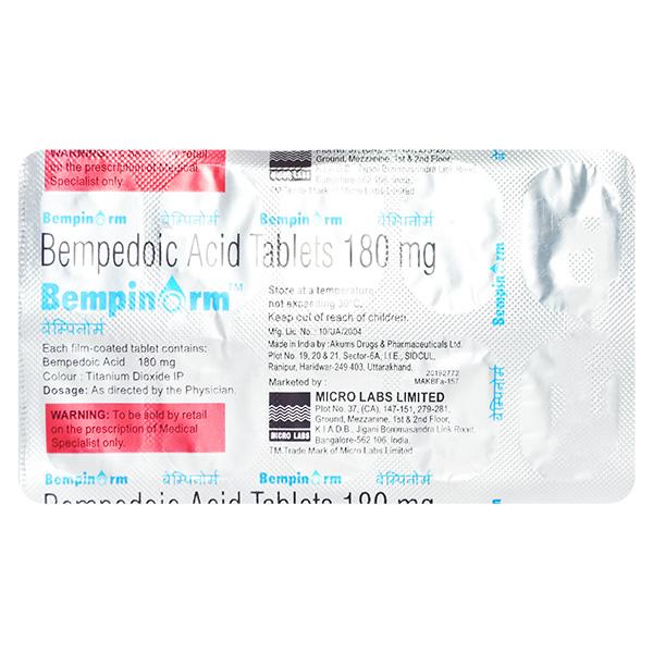 BEMPINORM 180 Tablet 10's Price, Uses, Side effects, Substitutes | Netmeds