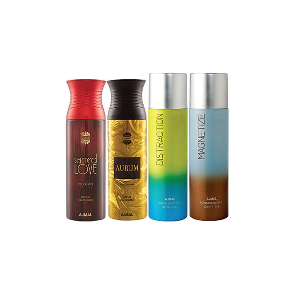Ajmal Sacred Love, Aurum Femme, Distraction And Magnetize  Deodorants Pack of 200 ml