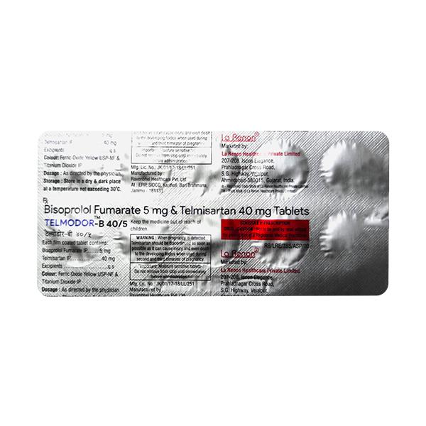 Telmodor B 40/5 Tablet 10's Price, Uses, Side effects | Netmeds