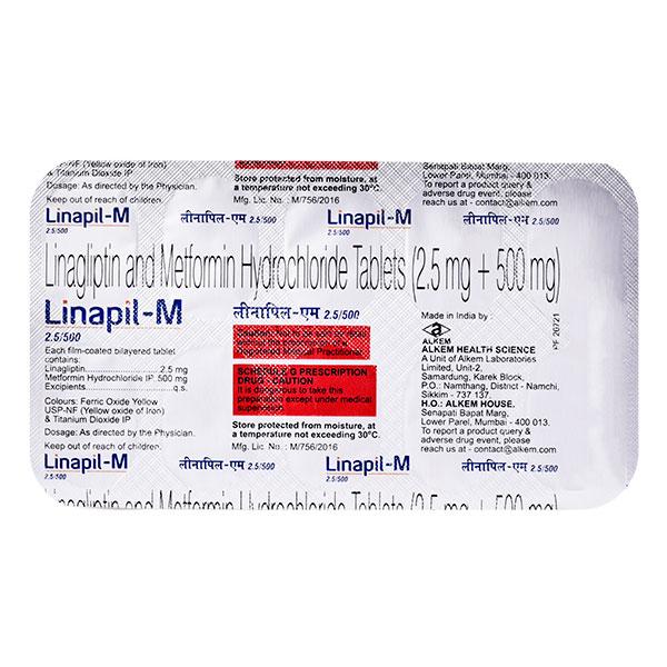 LINAPIL M 2.5/500 Tablet 10's : Price, Uses, Side Effects | Netmeds