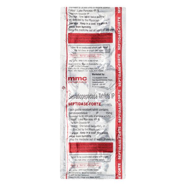 Buy Septidase Forte Tablet 10'S Online at Upto 25% OFF | Netmeds