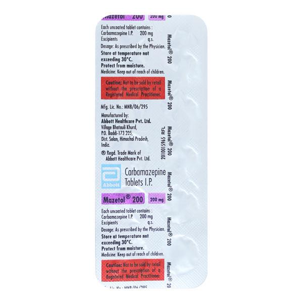 mazetol 200mg tablets