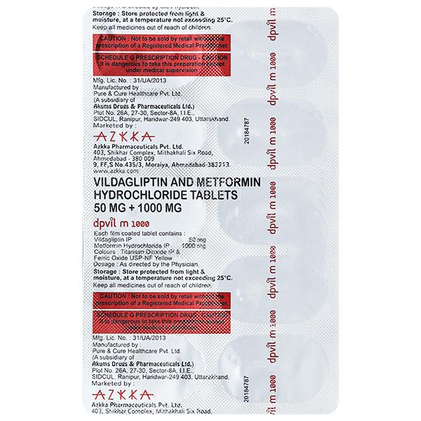 DPVIL M 1000mg Tablet 10's : Price, Uses, Side Effects | Netmeds