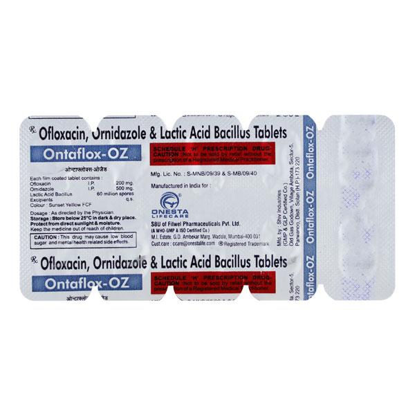ONTAFLOX OZ Tablet 10's Price, Uses, Side effects, Substitutes | Netmeds