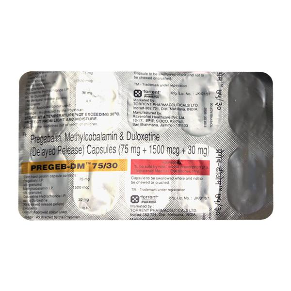 Pregeb DM 75/30 Capsule 10's Price, Uses, Side effects | Netmeds