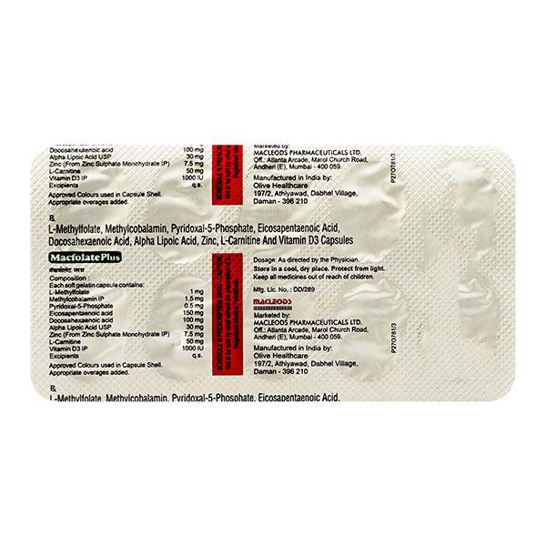 MACFOLATE PLUS Capsule 10's Price, Uses, Side effects, Substitutes ...