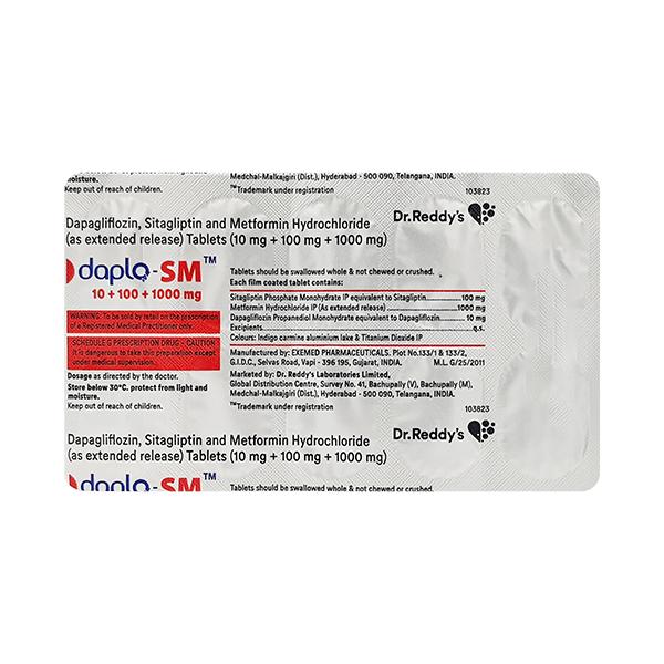DAPLO SM 1000 Tablet 10's Price, Uses, Side effects, Substitutes | Netmeds