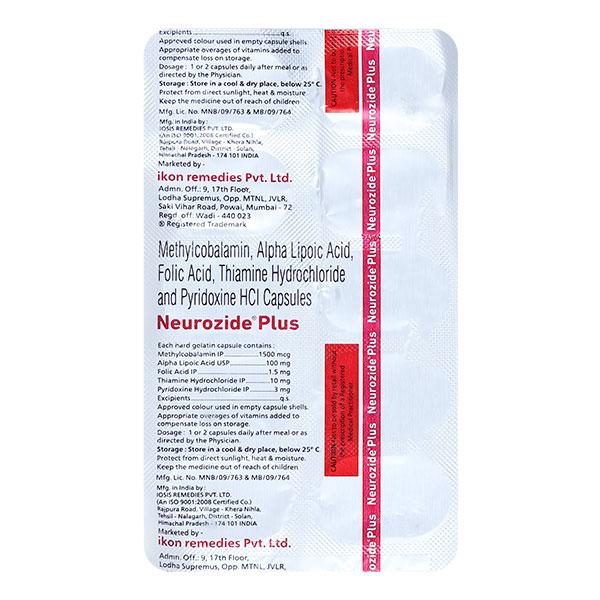 Buy NEUROZIDE PLUS Capsule 10's Online at Upto 25% OFF | Netmeds