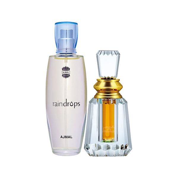 Ajmal Raindrops EDP Floral Chypre Perfume And Oudh Mukhallat Concentrated  Perfume Oil Oriental Oudhy 56 ml