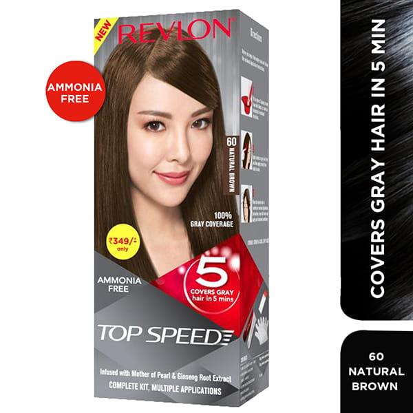 Buy Revlon Top Speed Hair Color 60 Natural Brown (20gm+20gm+15ml) 1's ...