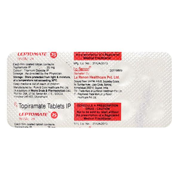 leptomate 25mg tablet