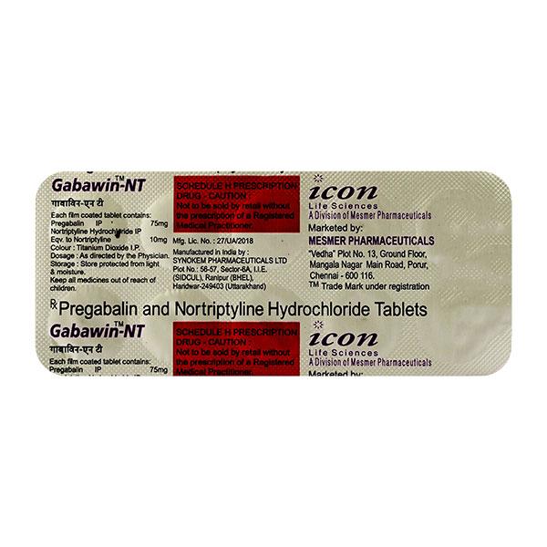 Gabawin NT 75mg Tablet 10'S Price, Uses, Side effects, Substitutes ...