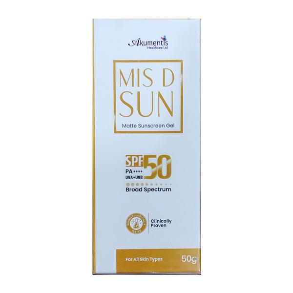 MIS D SUN SPF 50 PA++++ UVA+UVB MATTE Sunscreen Gel 50g Price, Uses ...