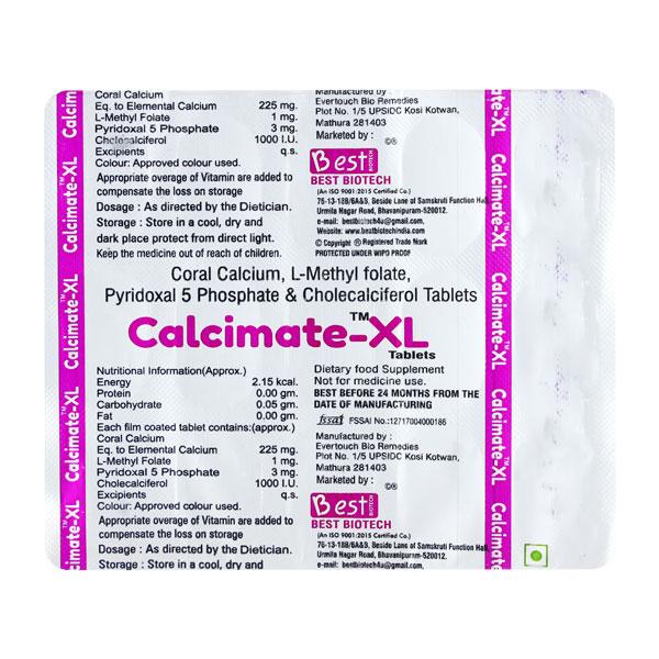 CALCIMATE XL Tablet 15's Price, Uses, Side effects, Substitutes | Netmeds